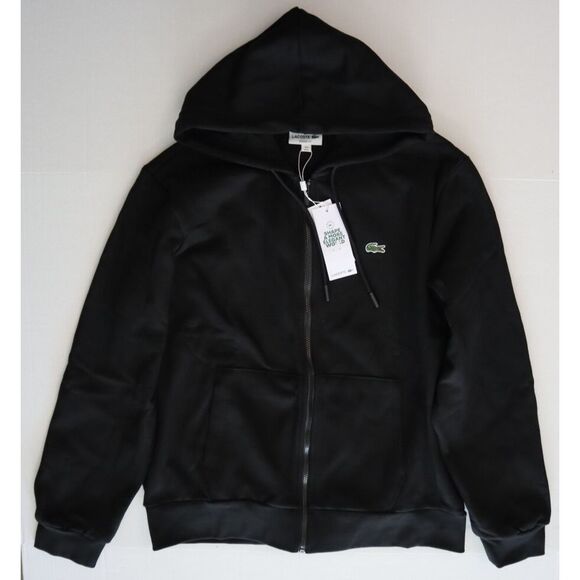 Lacoste Men's Sz XL Black Classic Fit Crocodile Logo Full Zip Hoodie Jacket - Picture 12 of 13